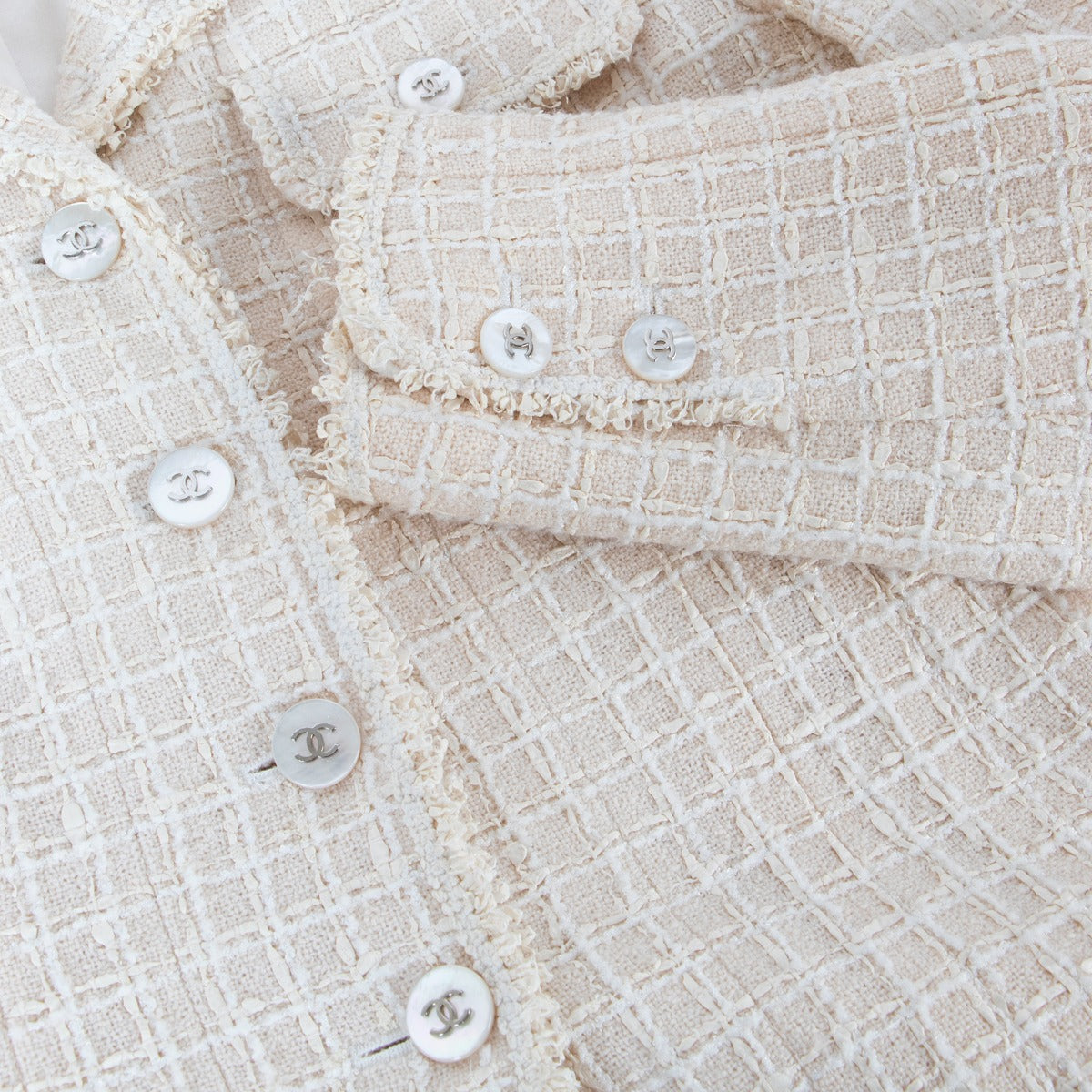 Veste en tweed ivoire Chanel Printemps 1997 - Taille FR36