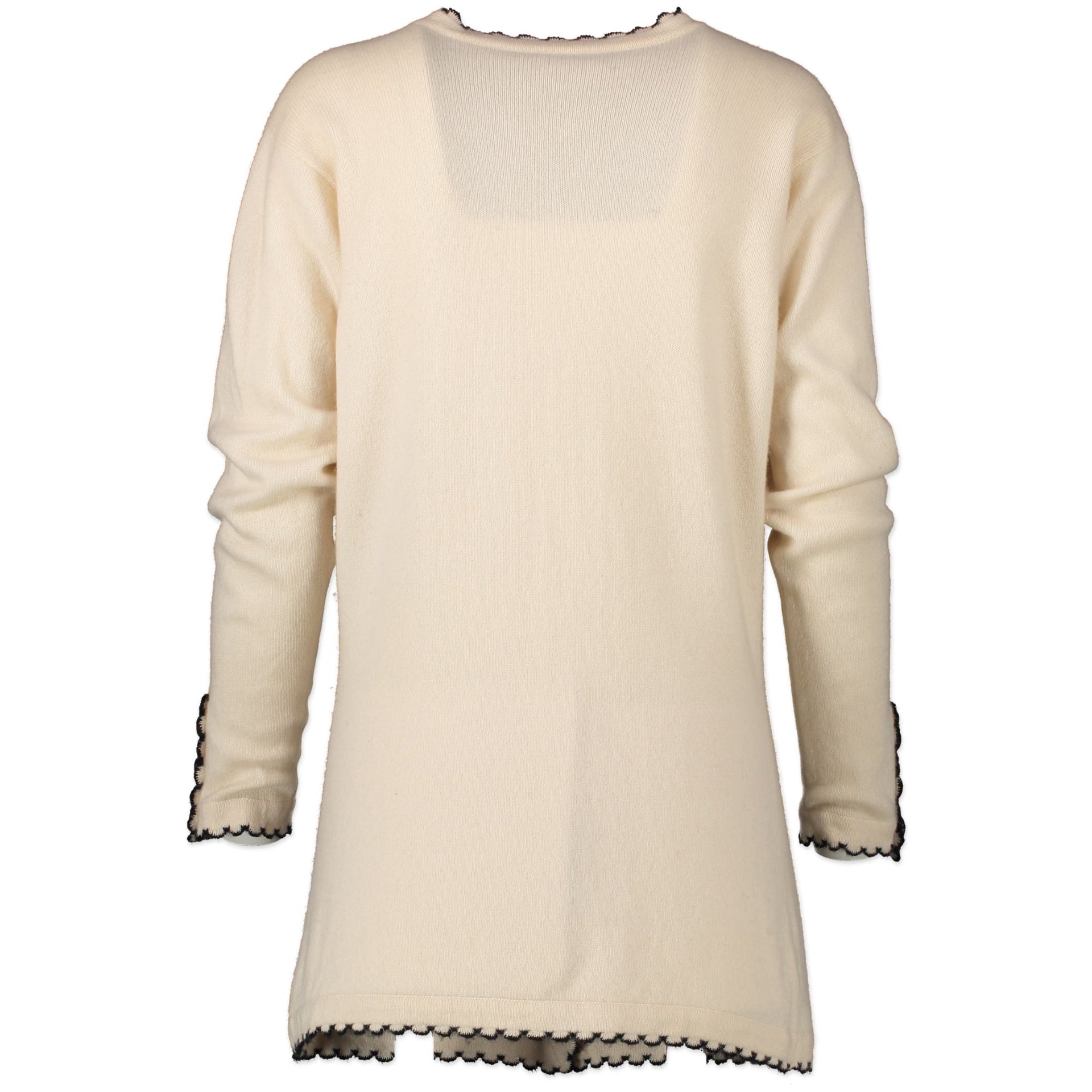 Chanel White Cashmere Button-Up Cardigan