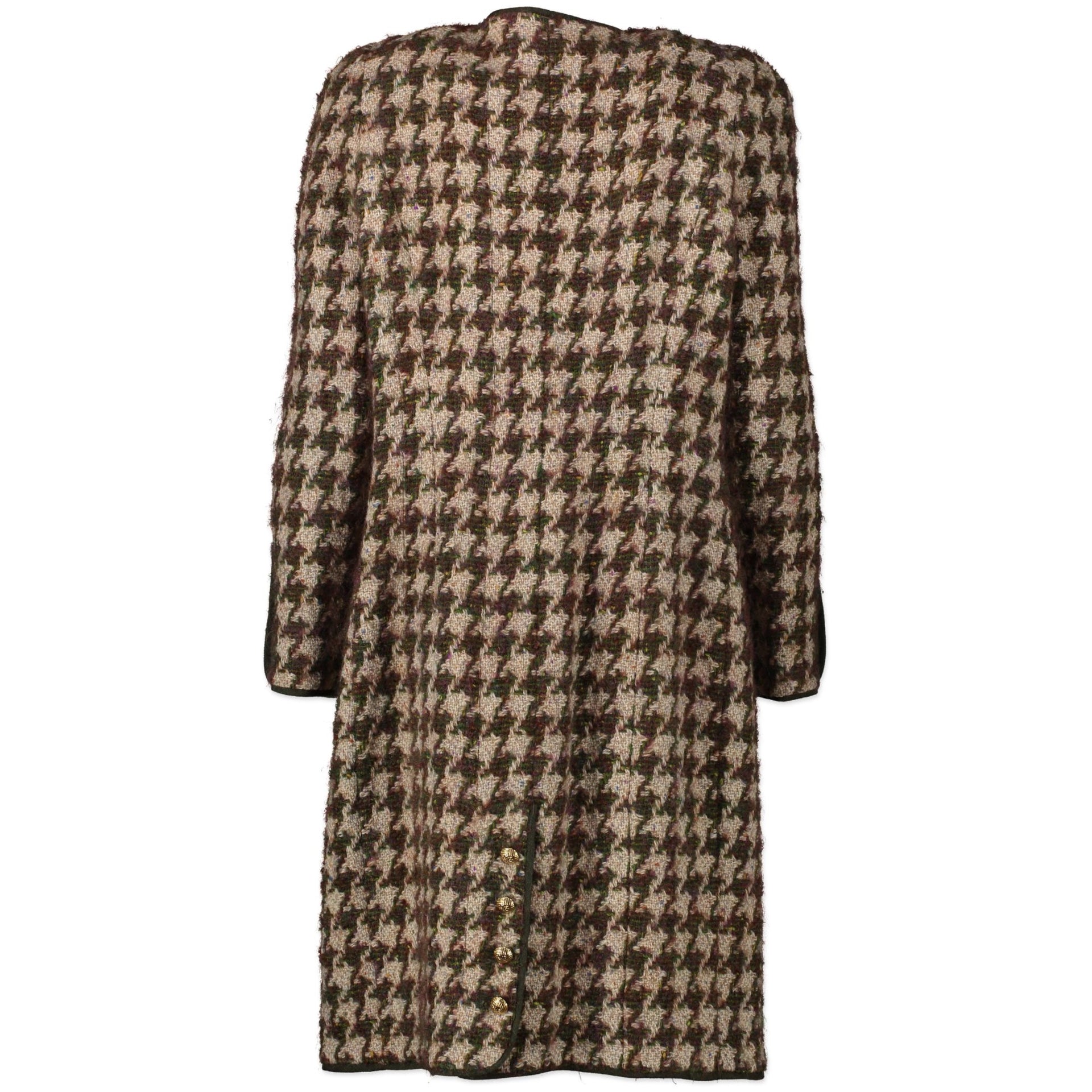 Chanel Houndstooth Multicolor Tweed Long Blazer