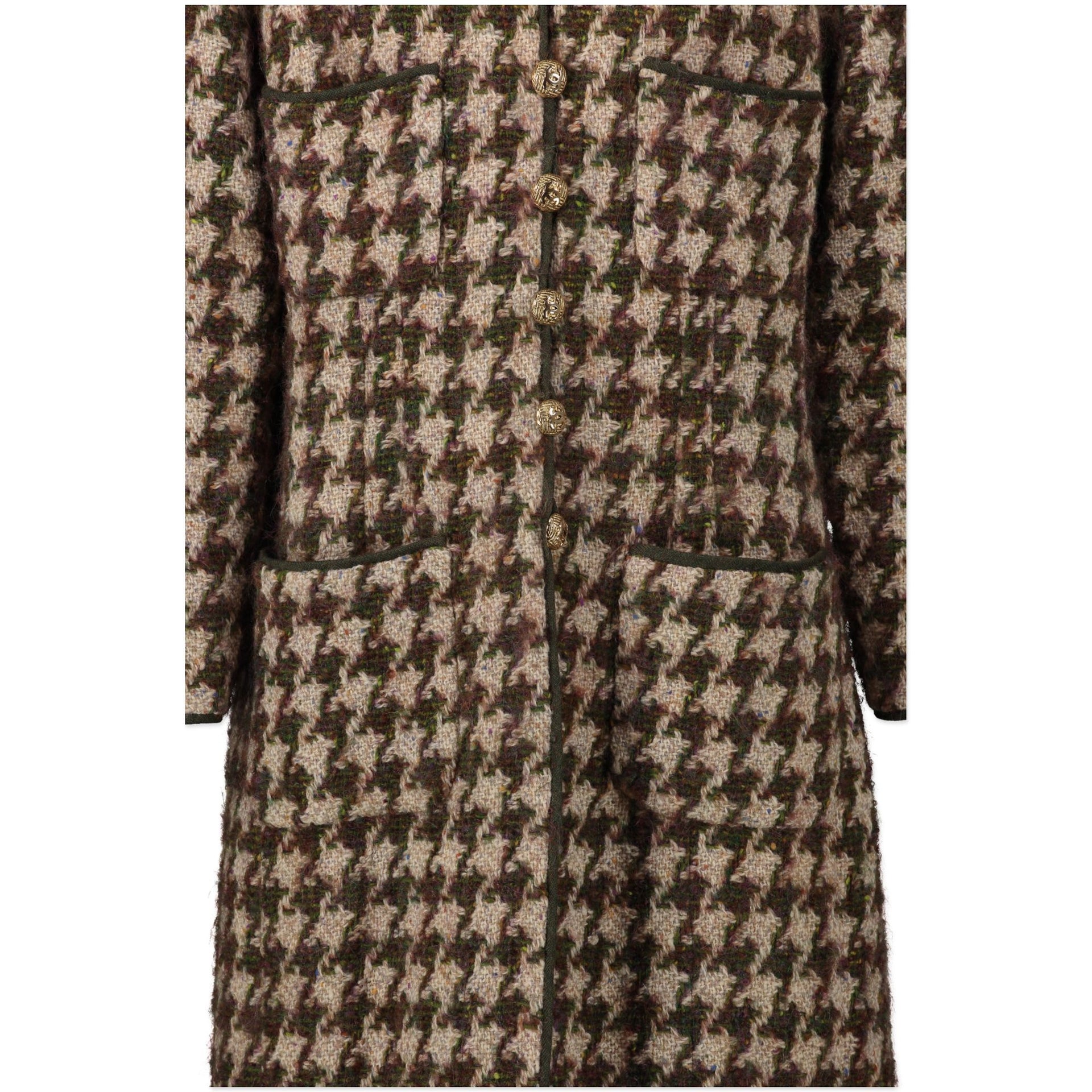 Chanel Houndstooth Multicolor Tweed Long Blazer