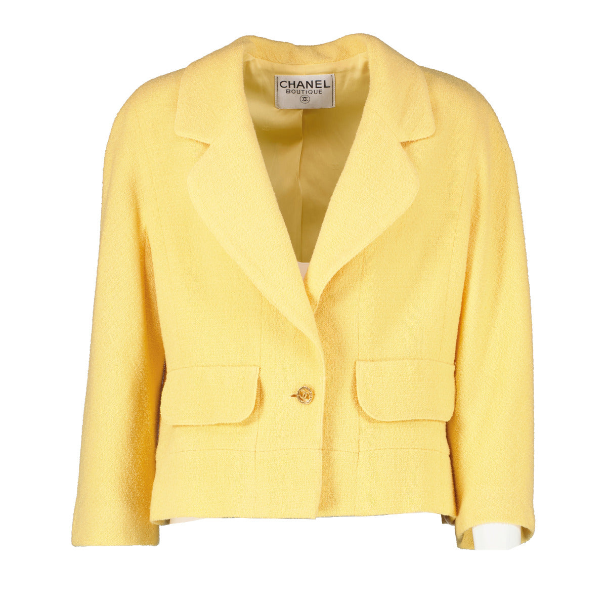 Chanel Pastel Yellow Vintage Tweed Jacket