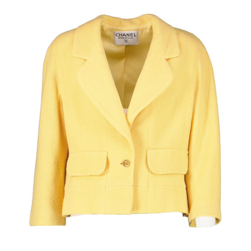 Chanel Pastel Yellow Vintage Tweed Jacket