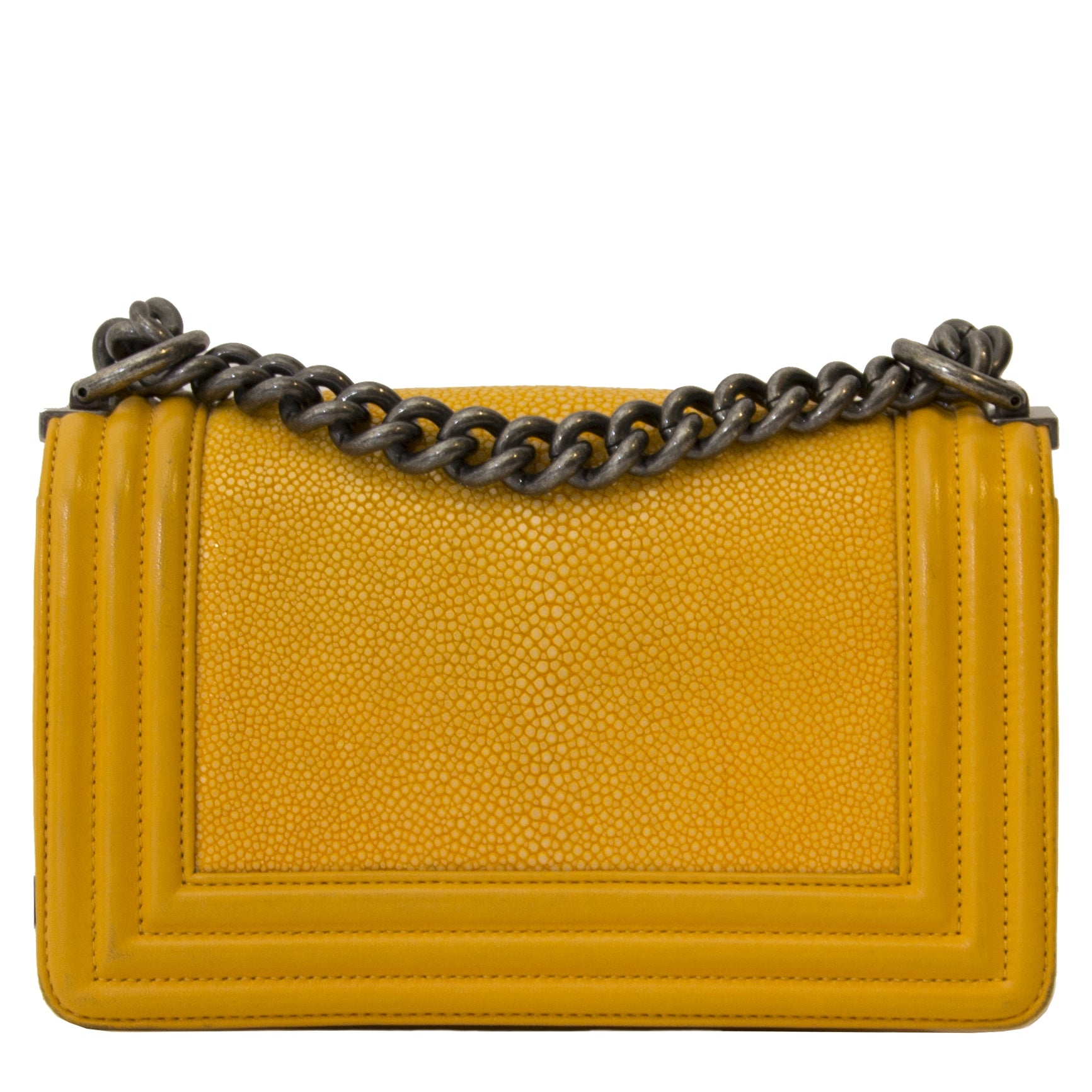 Chanel Small Yellow Galuchat Stingray Boy Bag very rare