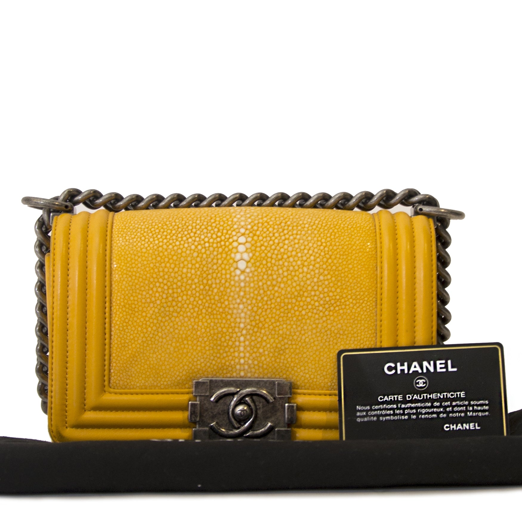Chanel Small Yellow Galuchat Stingray Boy Bag acheter en ligne seconde main
