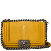 Chanel Small Yellow Galuchat Stingray Boy Bag