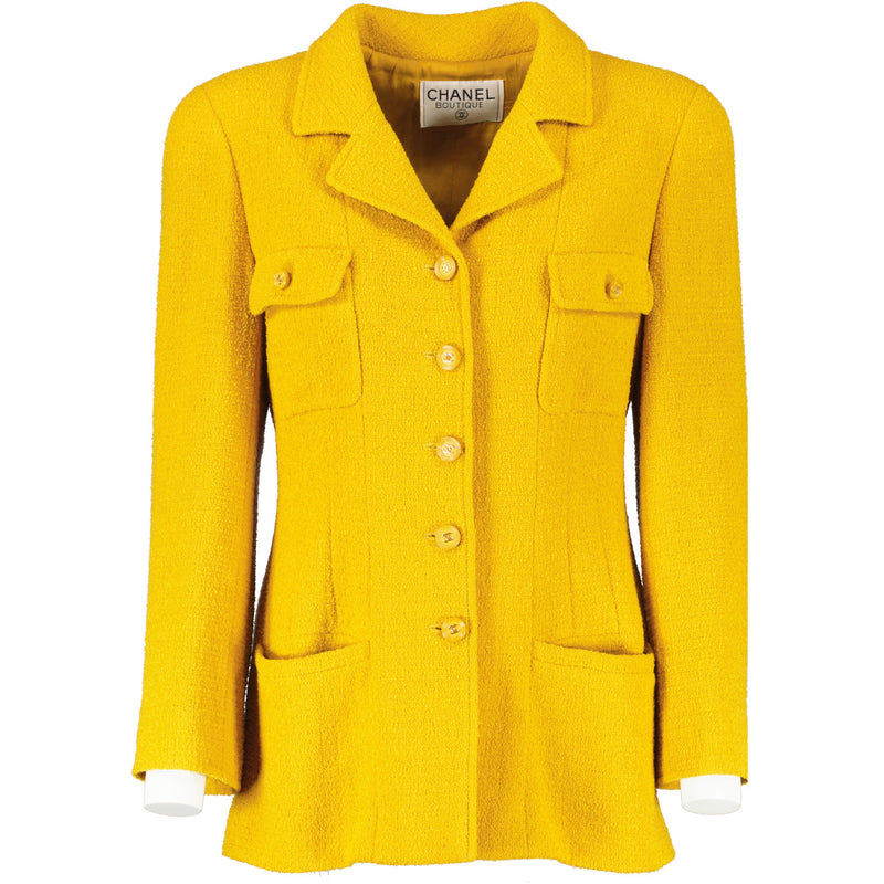 Chanel Mustard Tweed Jacket - Size 36/38