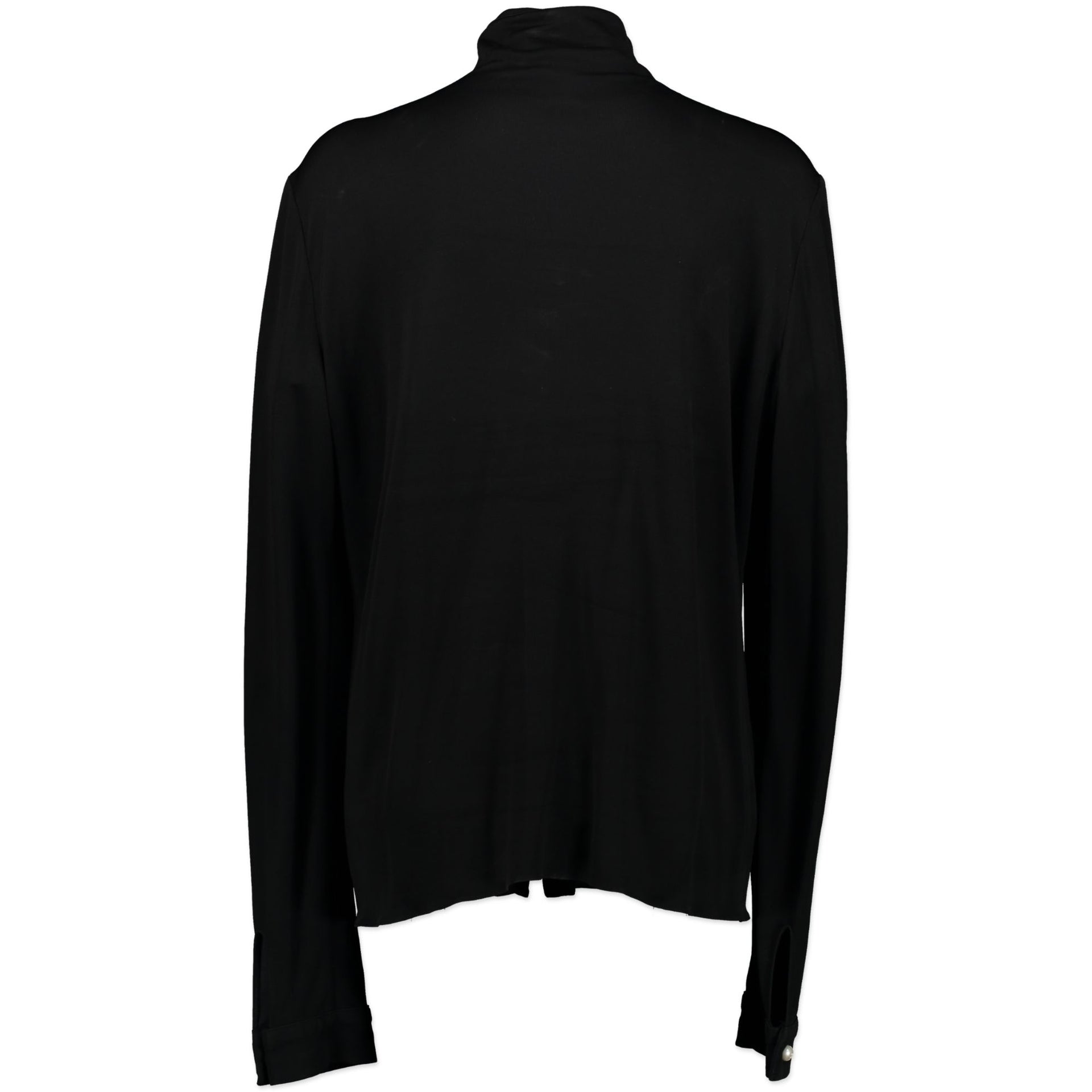 Chanel Black Long Sleeve Blouse Pearl Embellished Button Detail - Size FR50 autentic designer clothes vintage online