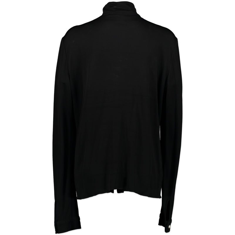 Chanel Black Long Sleeve Blouse Pearl Embellished Button Detail - Size FR50 autentic designer clothes vintage online