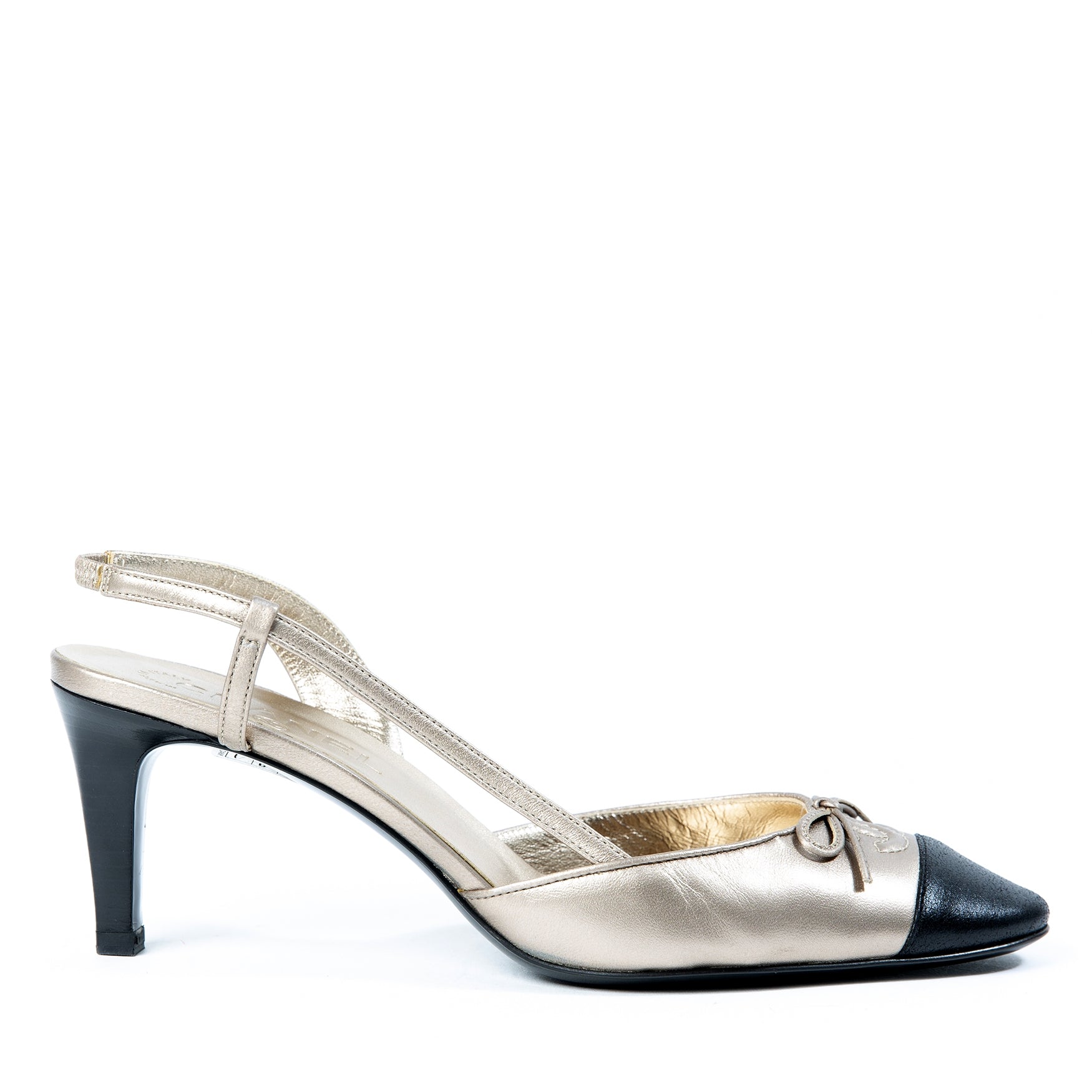 Chanel Black Cap Toe Kitten Heels - Size 39