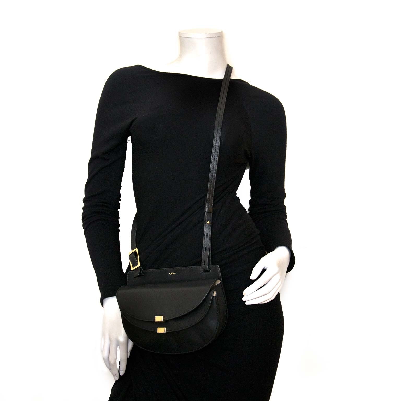 skip the waitinglist shp your Chloé Georgia Mini Leather Black Saddle Bag online