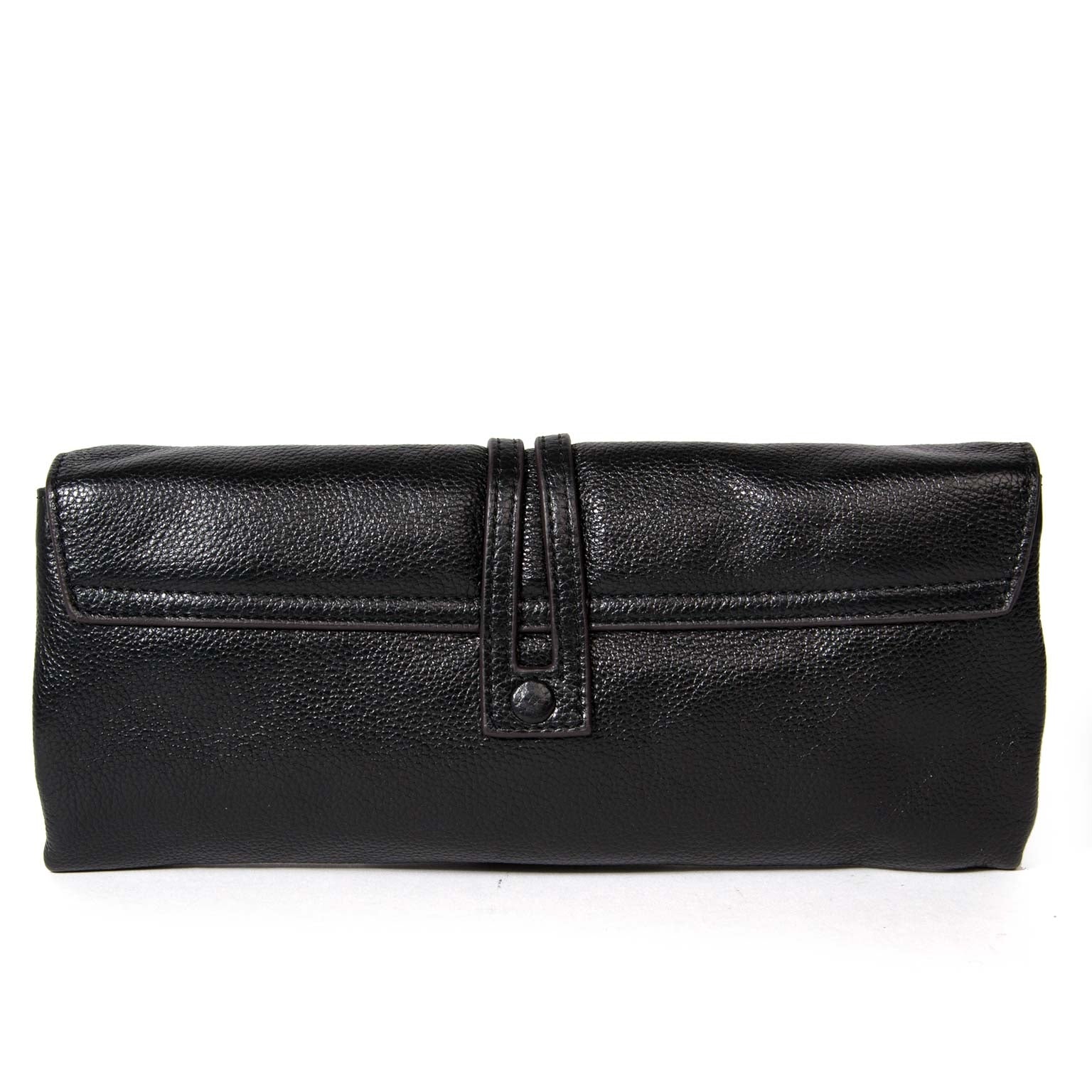 chloe black leather turn-lock clutch now for sale at labellov vintage fashion webshop belgium