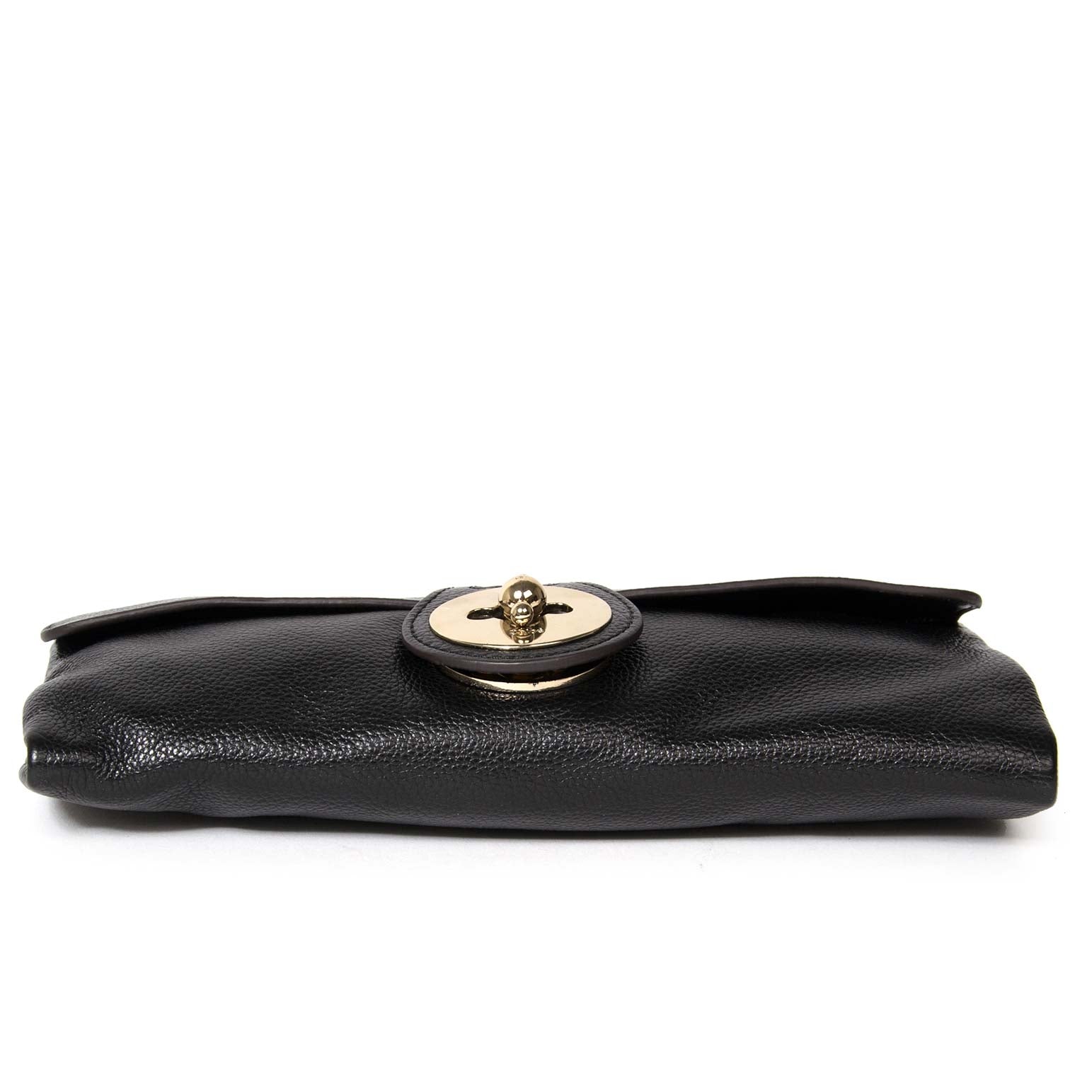 chloe black leather turn-lock clutch now for sale at labellov vintage fashion webshop belgium
