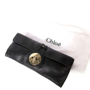 chloe black leather turn-lock clutch now for sale at labellov vintage fashion webshop belgium