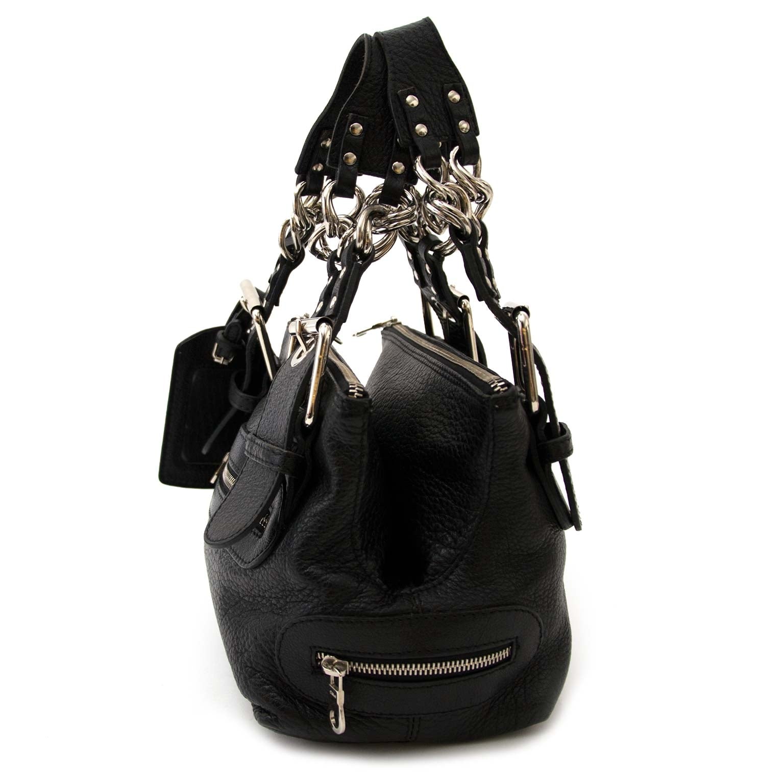 chloé black leather buckle bag now for sale at labellov vintage fashion webshop belgium
