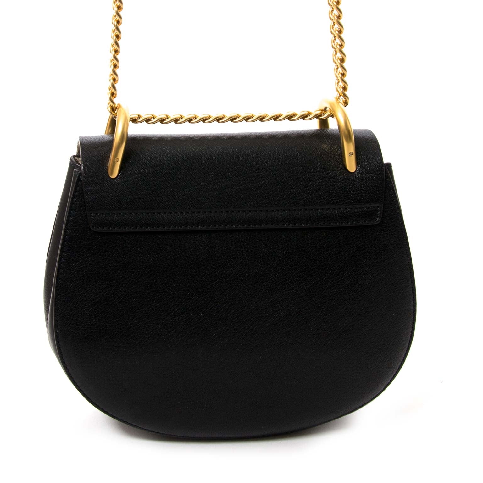 chloe black drew textured-leather shoulder bag now for sale at vintage fashion webshop belgium