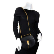 chloe black drew textured-leather shoulder bag now for sale at vintage fashion webshop belgium