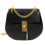 chloe black drew textured-leather shoulder bag now for sale at vintage fashion webshop belgium