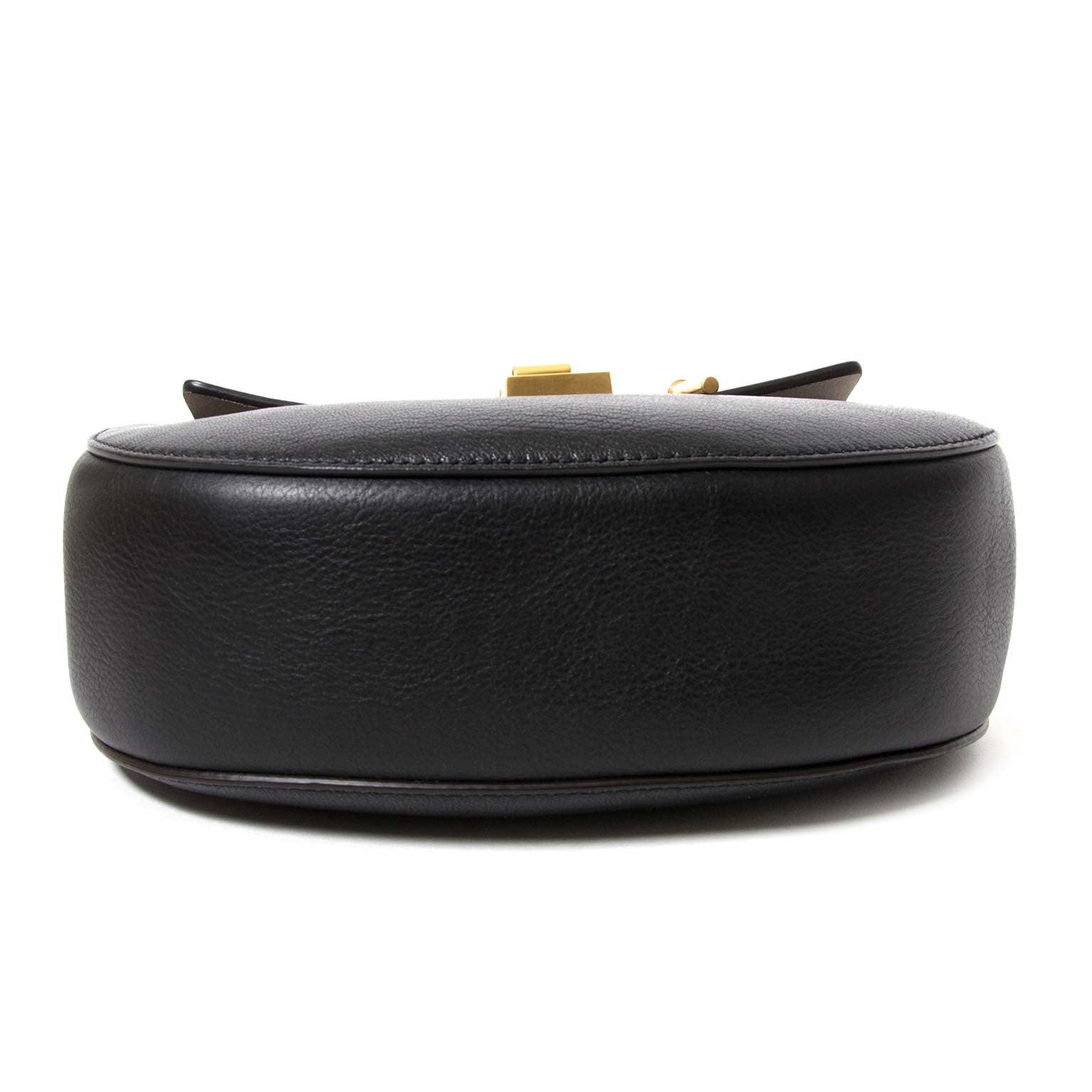 chloe black drew textured-leather shoulder bag now for sale at vintage fashion webshop belgium
