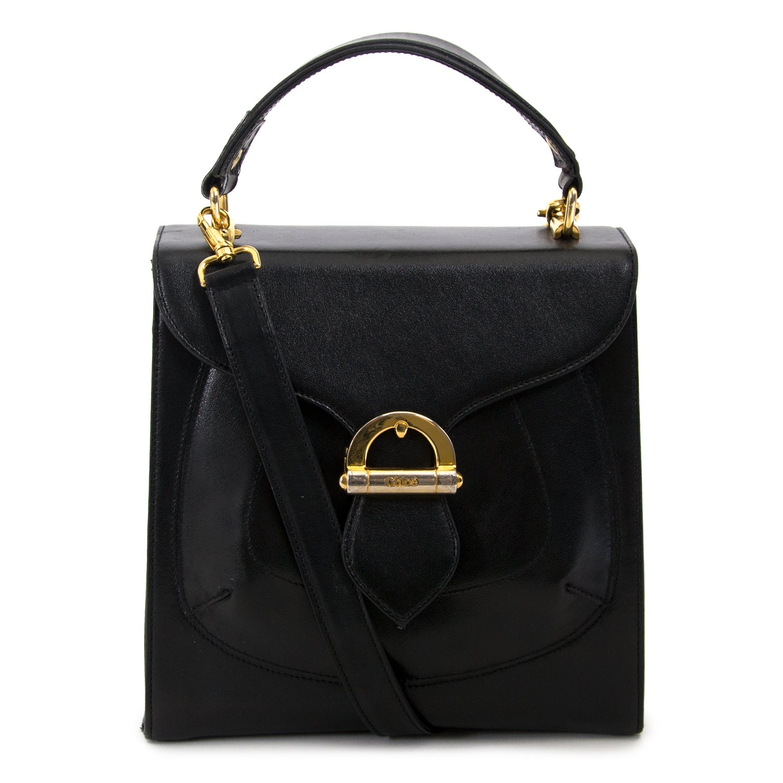 chloé black square crossbody bag now for sale at labellov vintage fashion webshop belgium