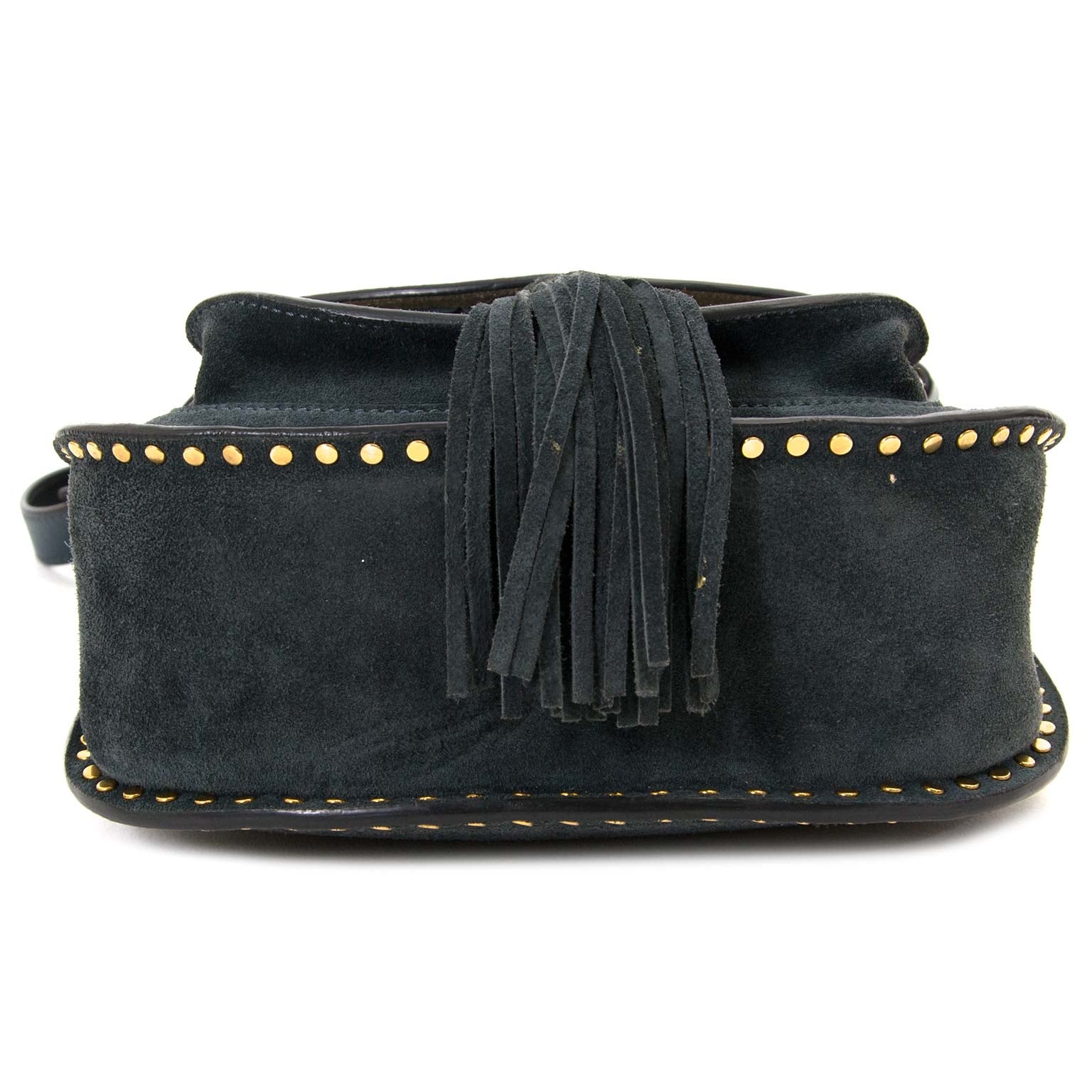 Chloé hudson small blue suede crossbody bag now for sale at labellov vintage fashion webshop belgium