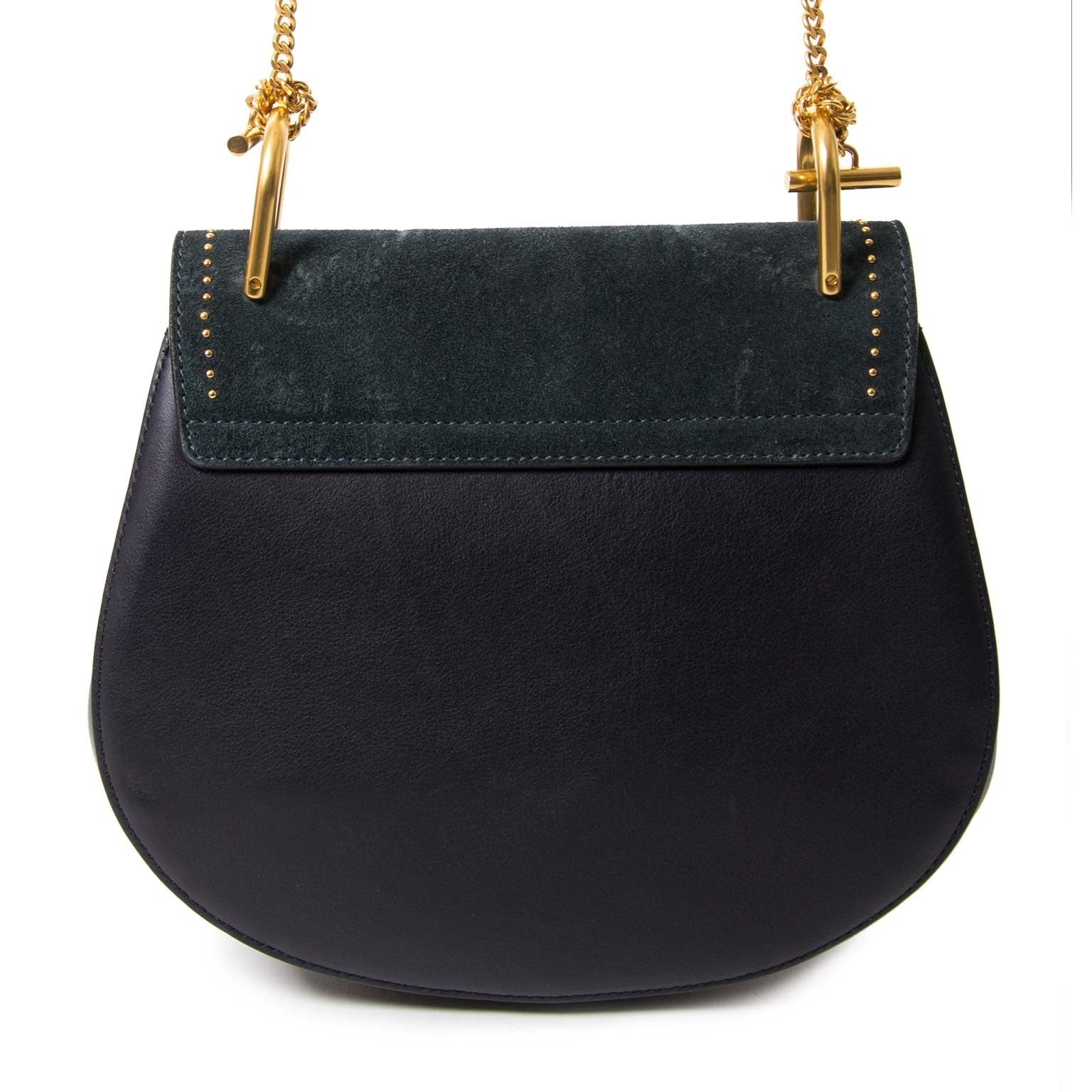 chloé drew studded suede and leather shoulder bag at labellov vintage fashion webshop belgium