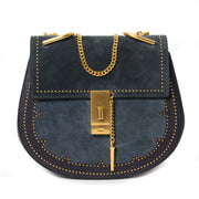 chloé drew studded suede and leather shoulder bag at labellov vintage fashion webshop belgium