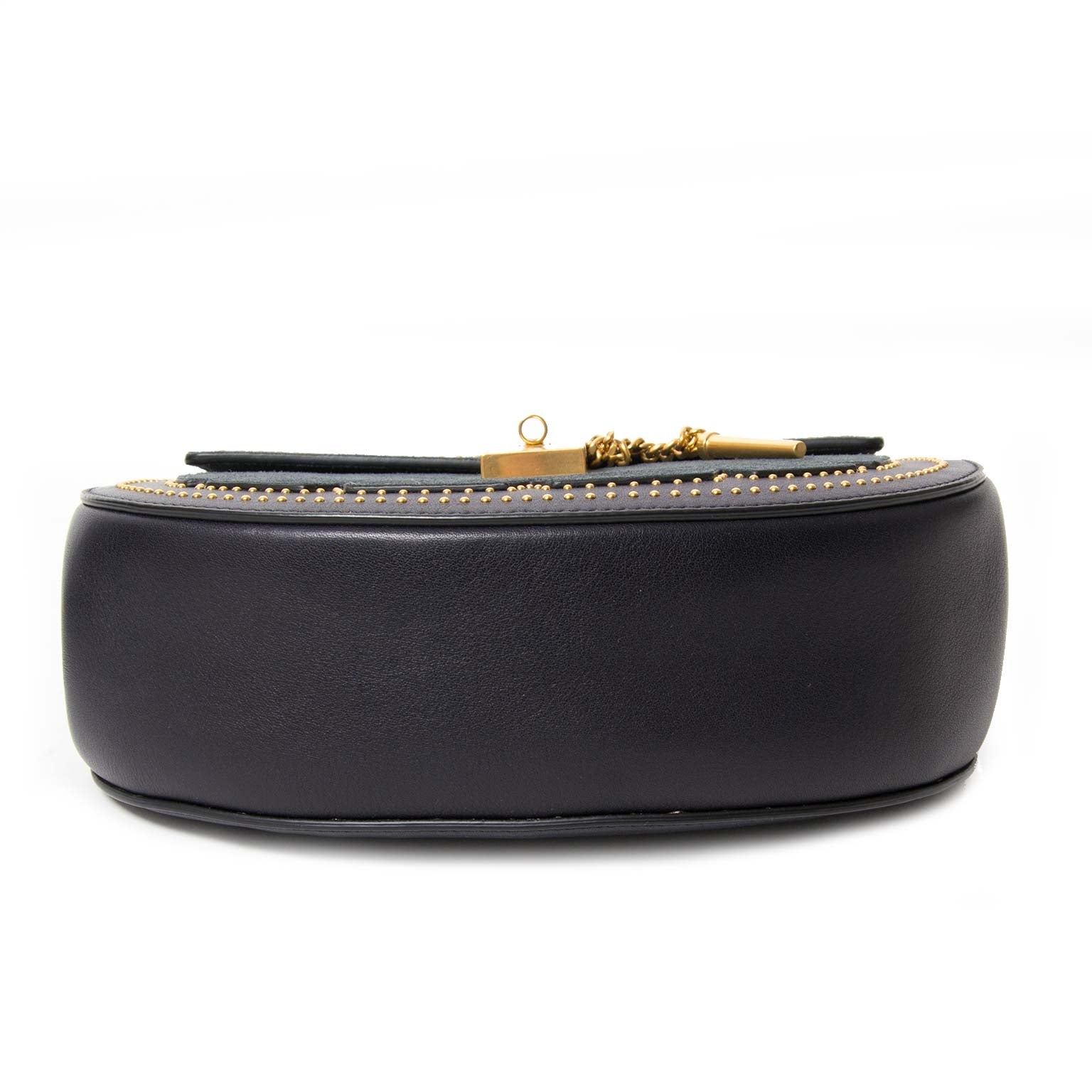 chloé drew studded suede and leather shoulder bag at labellov vintage fashion webshop belgium