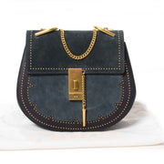 chloé drew studded suede and leather shoulder bag at labellov vintage fashion webshop belgium