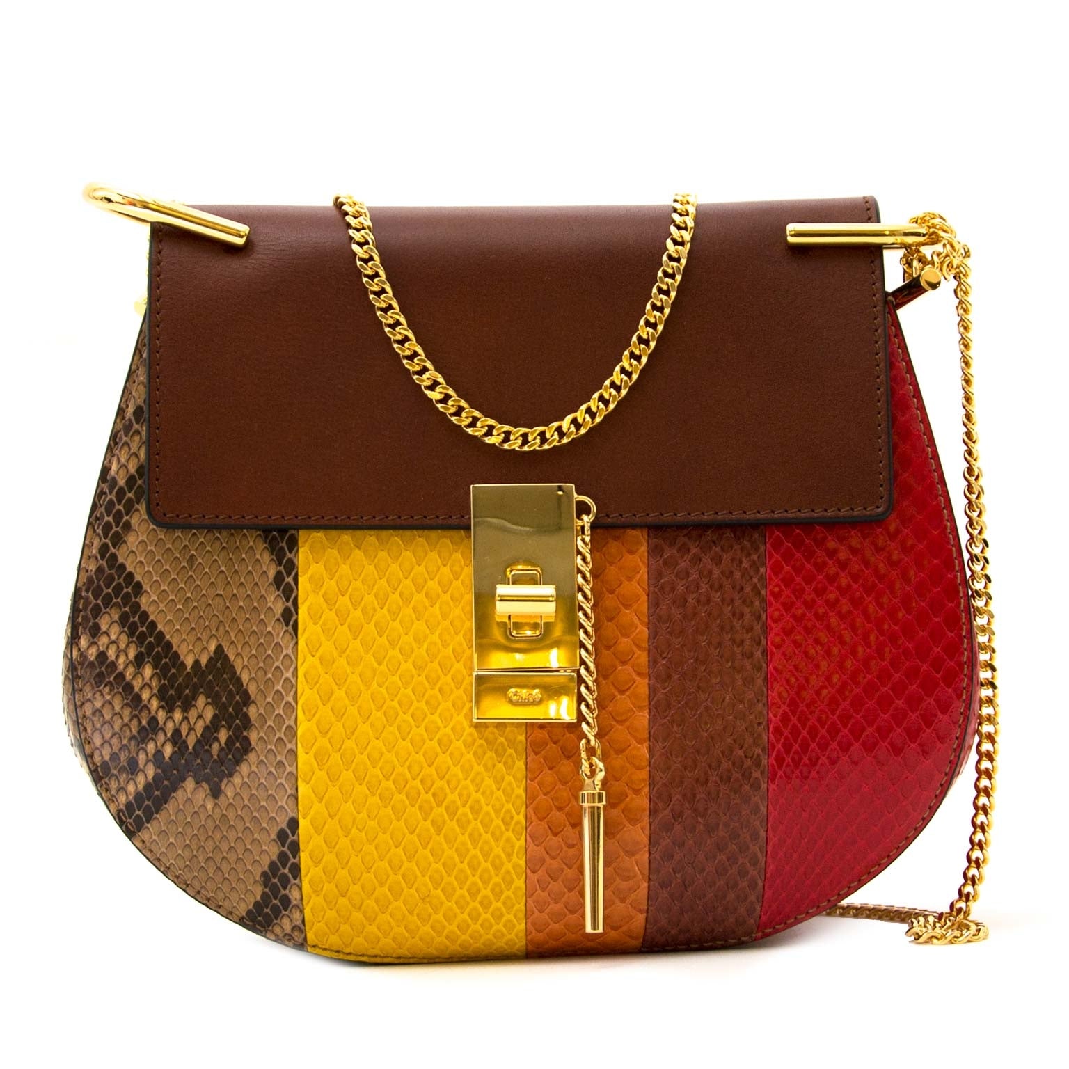 Buy authentic chloé drew multicolor python crossbody bag