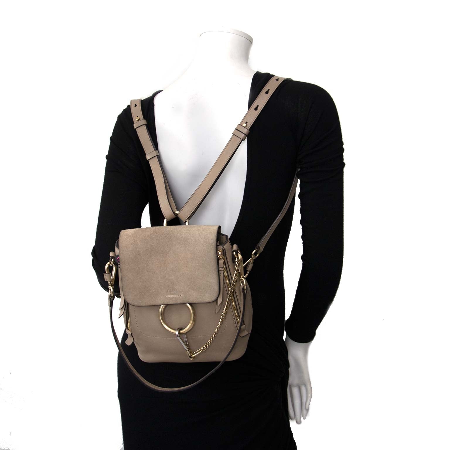 Chloé Faye Small Backpack Taupe Leather – Labellov