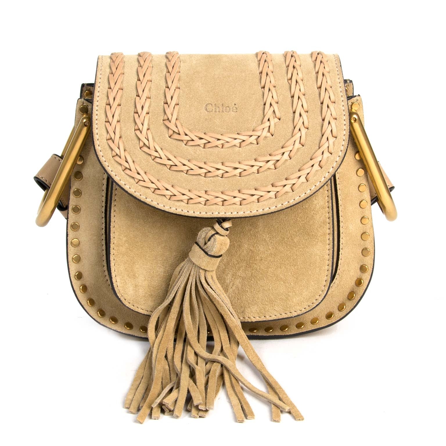 Chloe Hudson Mini Sand Suede Cross Body Bag for sale at Labellov secondhand luxury