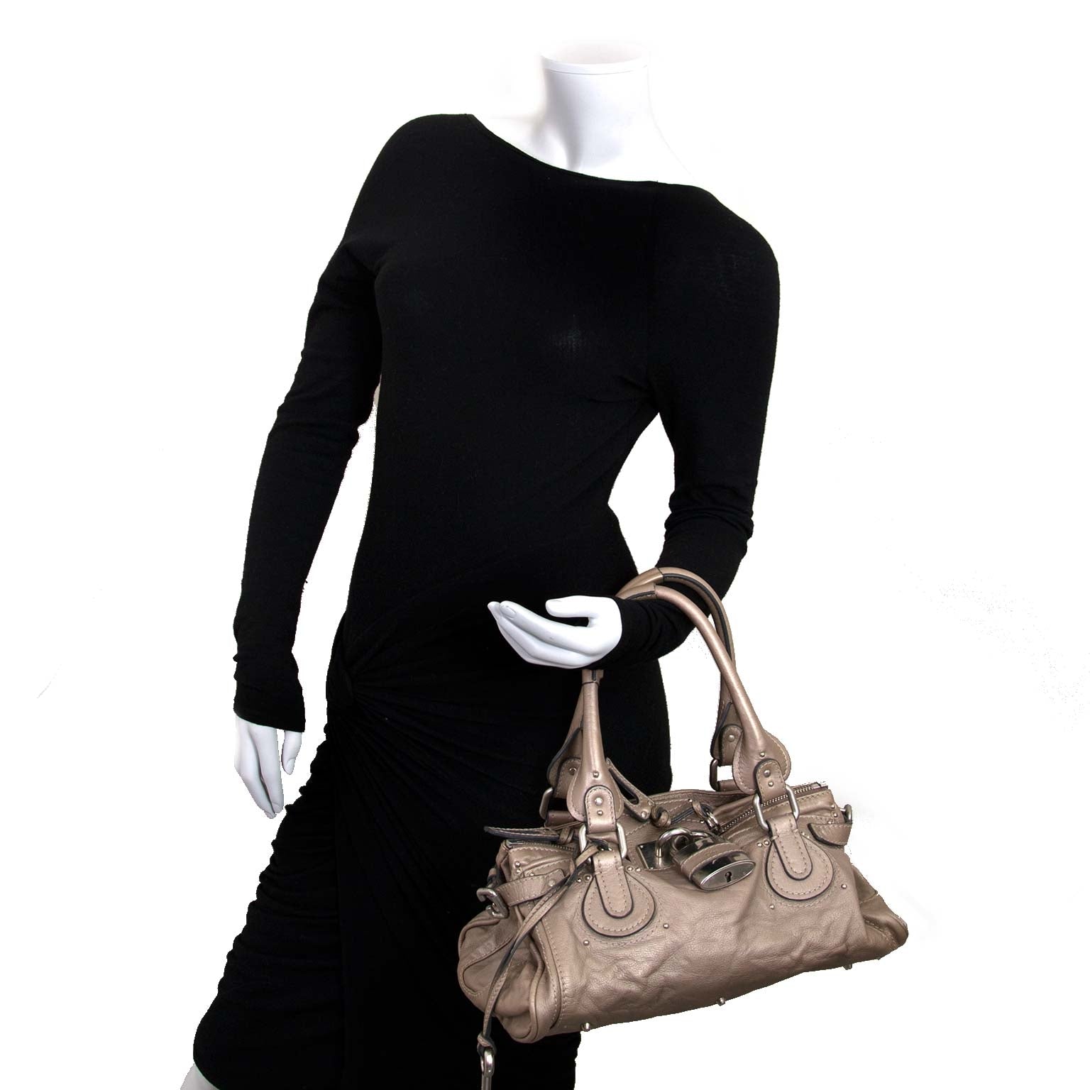 buy authentic Chloé Taupe Paddington Bag now at labellov vintage online shop antwerp
