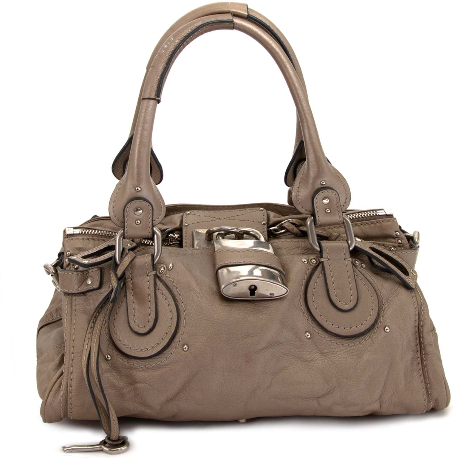 koop authentieke Chloé Taupe Paddington Bag nu bij labellov vintage winkel antwerpen