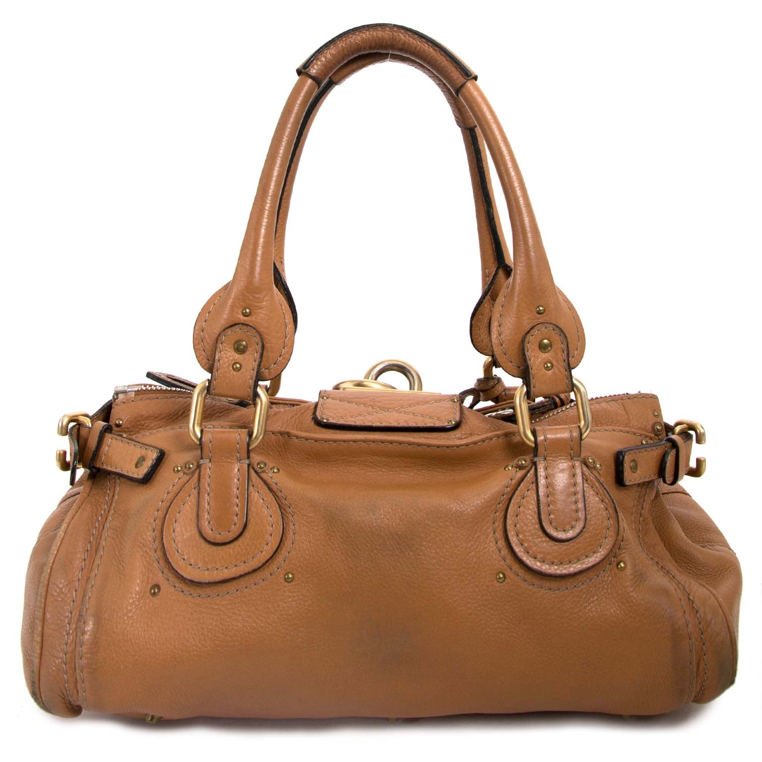 chloe brown paddington padlock bag now for sale at labellov vintage fashion webshop belgium