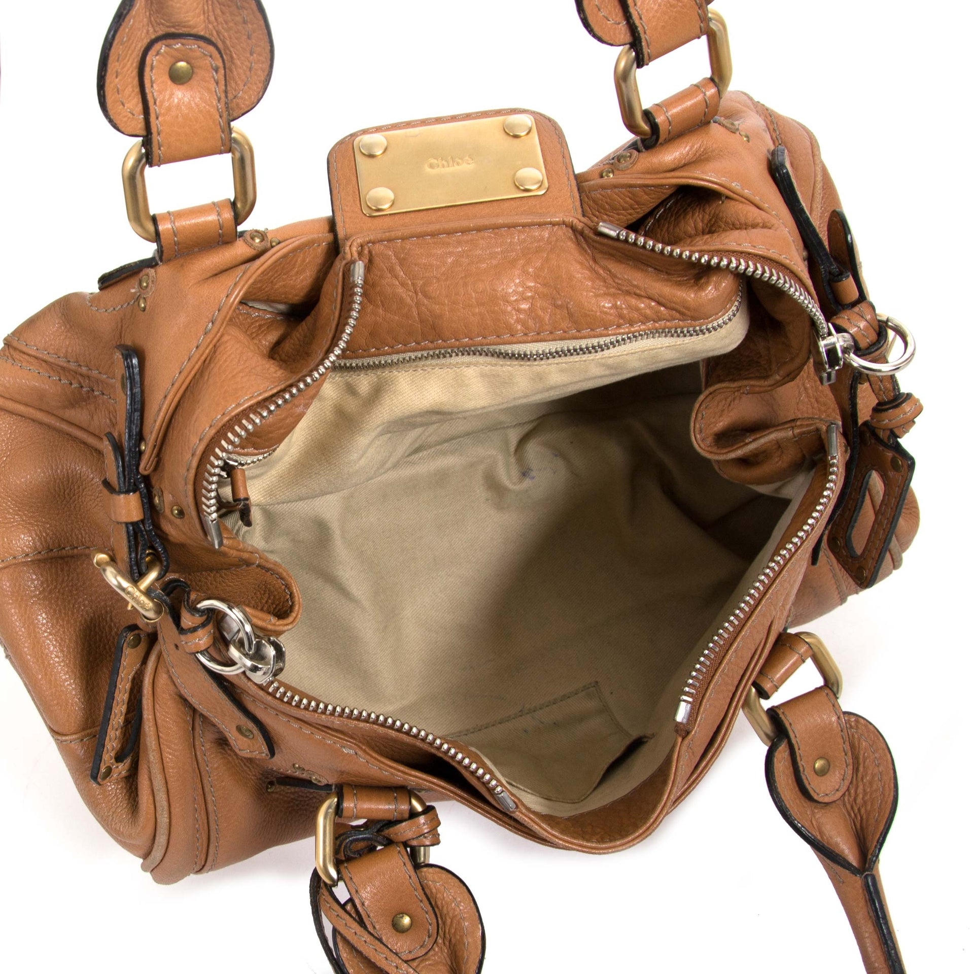 chloe brown paddington padlock bag now for sale at labellov vintage fashion webshop belgium