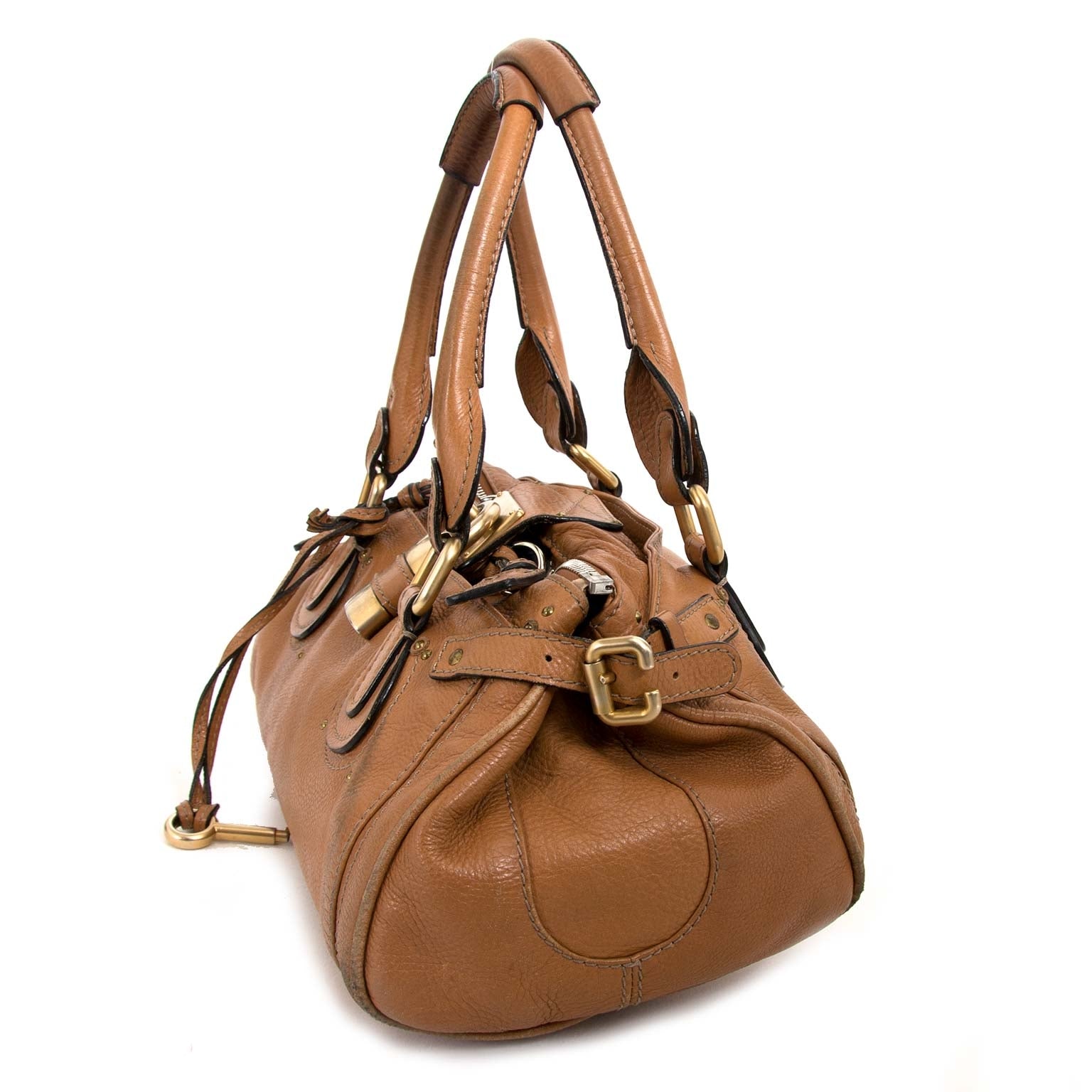chloe brown paddington padlock bag now for sale at labellov vintage fashion webshop belgium