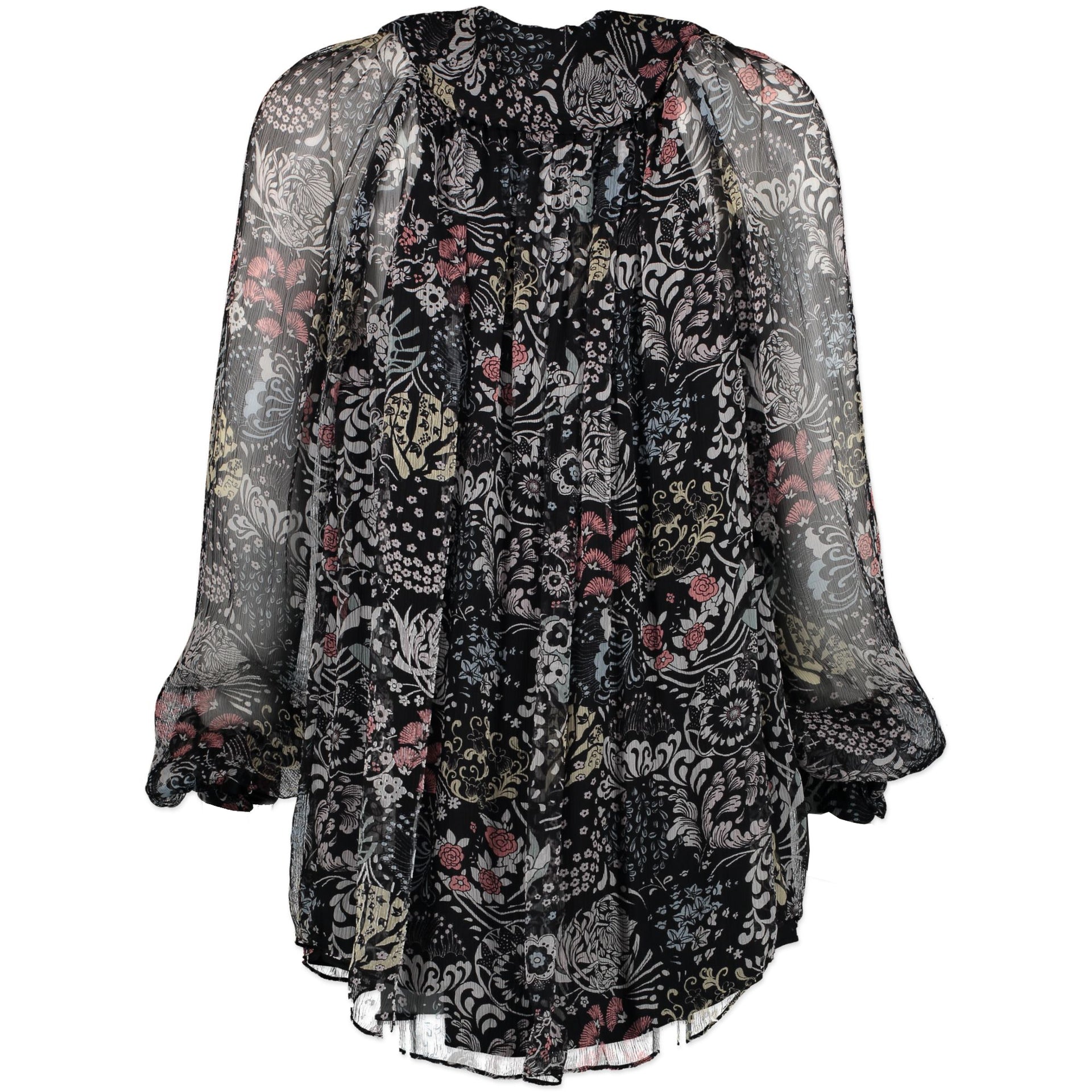 Chloé Blue Silk Flower Blouse - Size 34 - second hand designer items online shopping