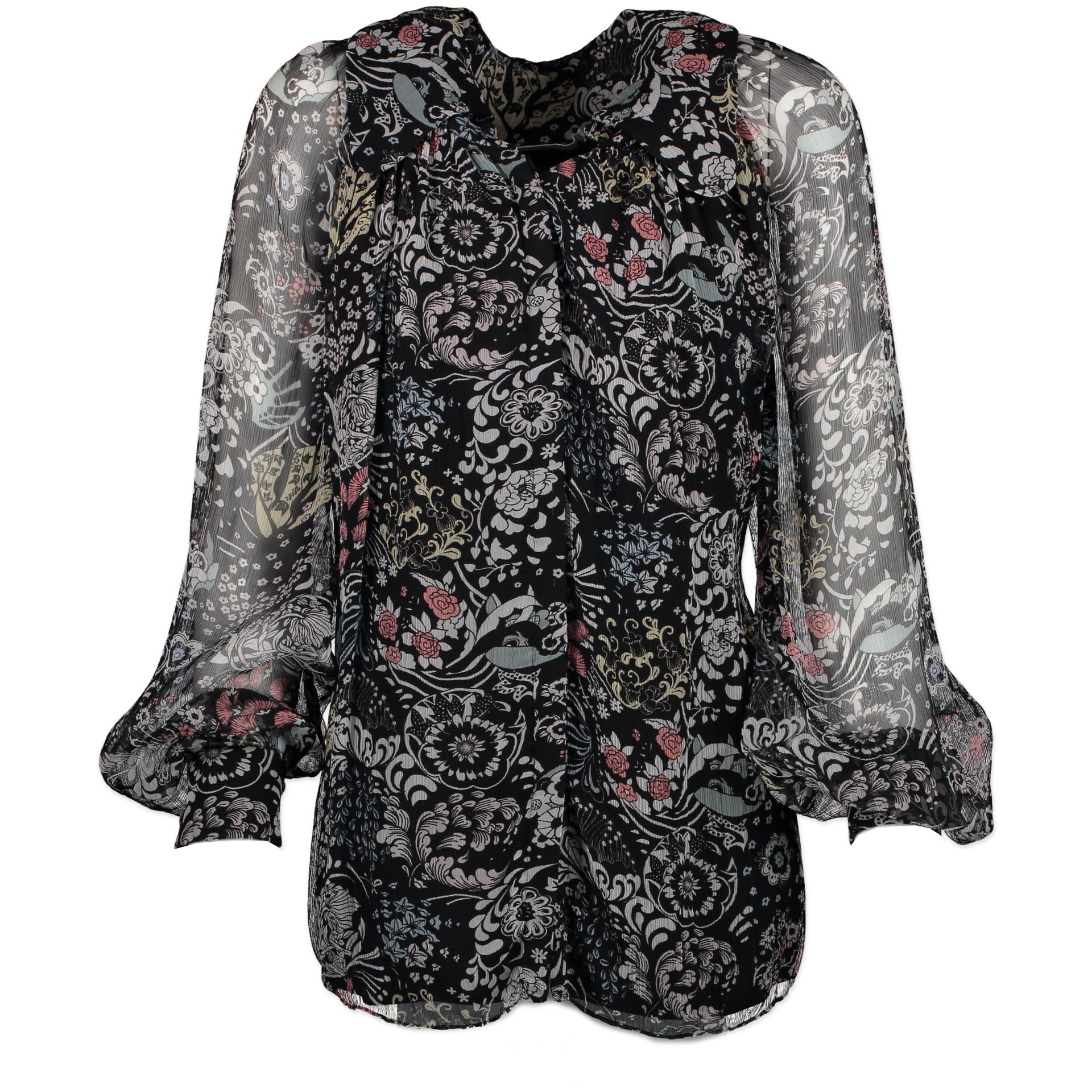 Buy and sell your authentic Chloé Blue Silk Flower Blouse - Size 34