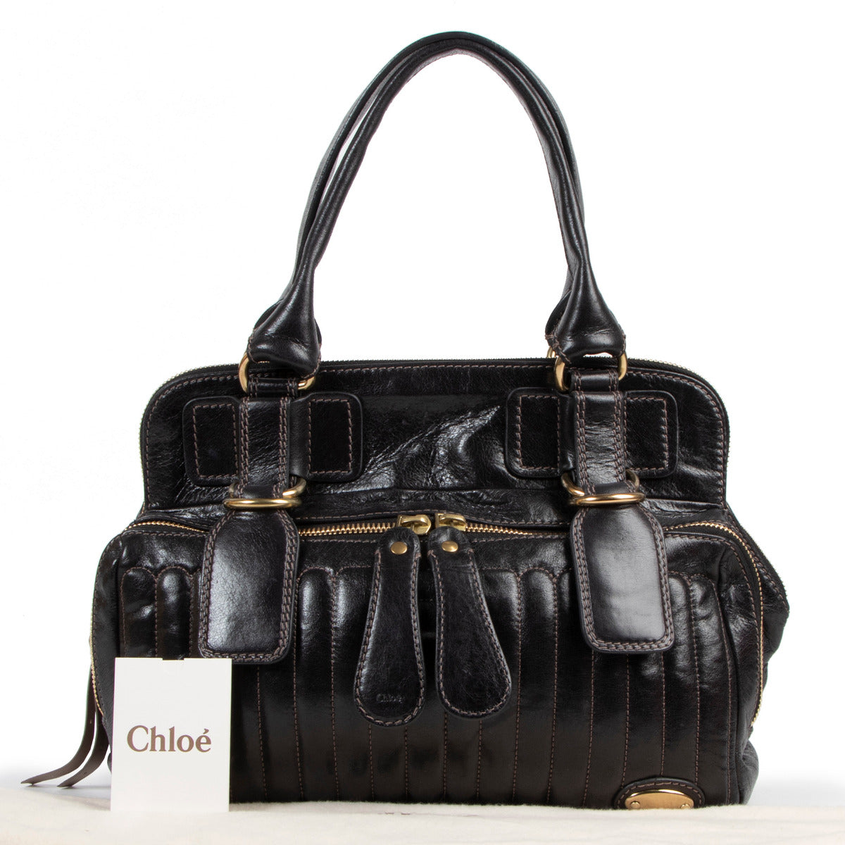 バッグ Chloe bay leather 2way shoulder bag y2k Chloé Black Leather Bay Bag – Labellov