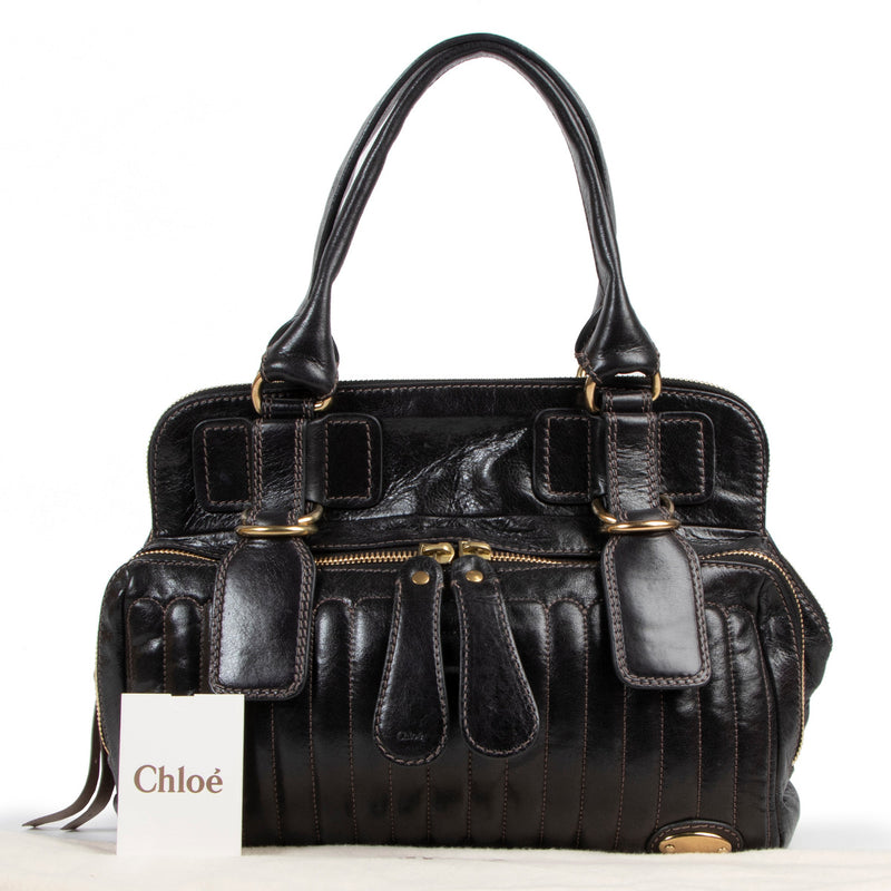 Chloé Black Leather Bay Bag