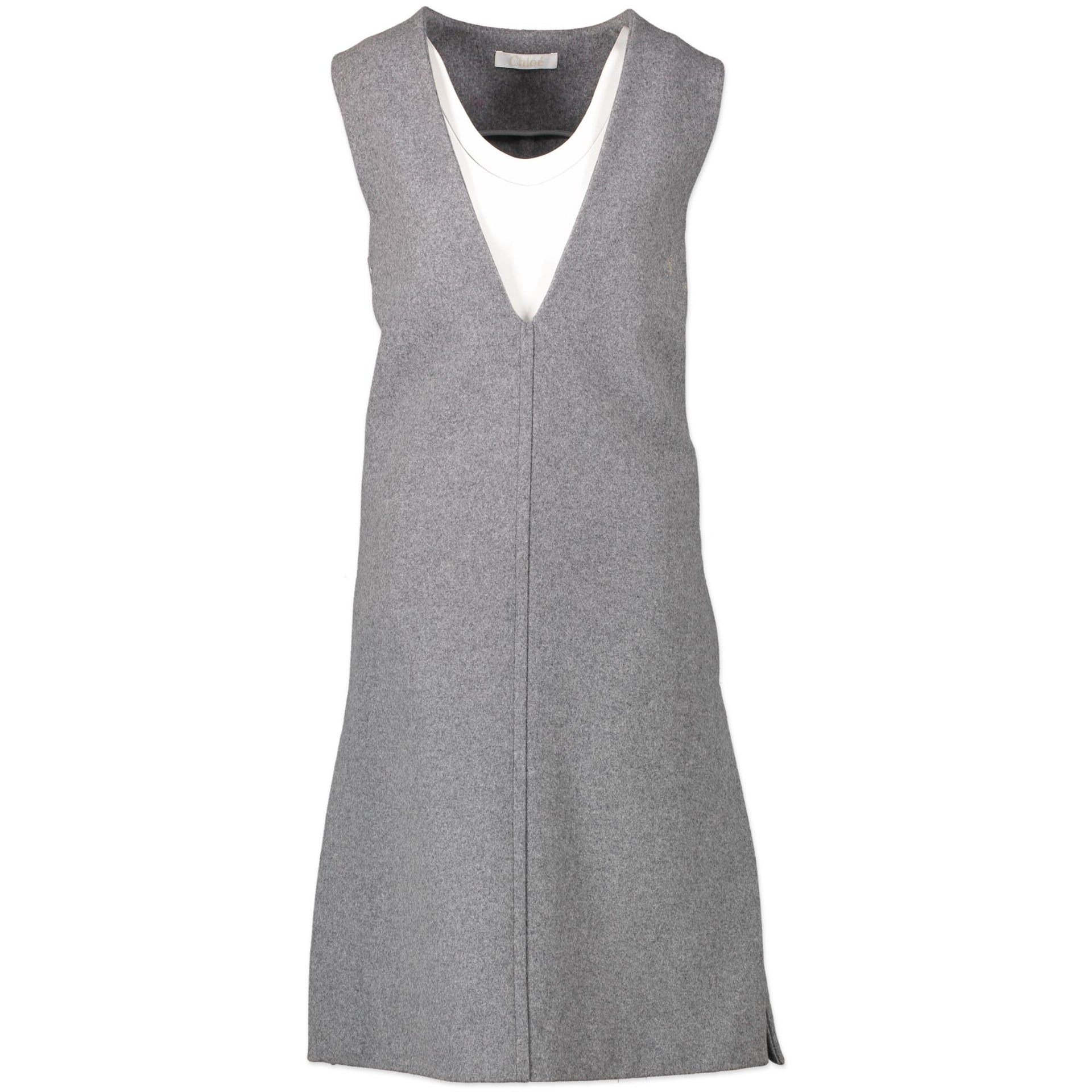 Are you looking for an authentic designer Chloé Grey V-neck Wool Felt Dress - size 34