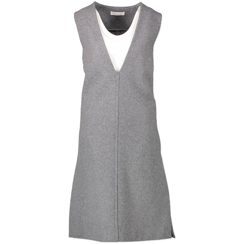 Are you looking for an authentic designer Chloé Grey V-neck Wool Felt Dress - size 34