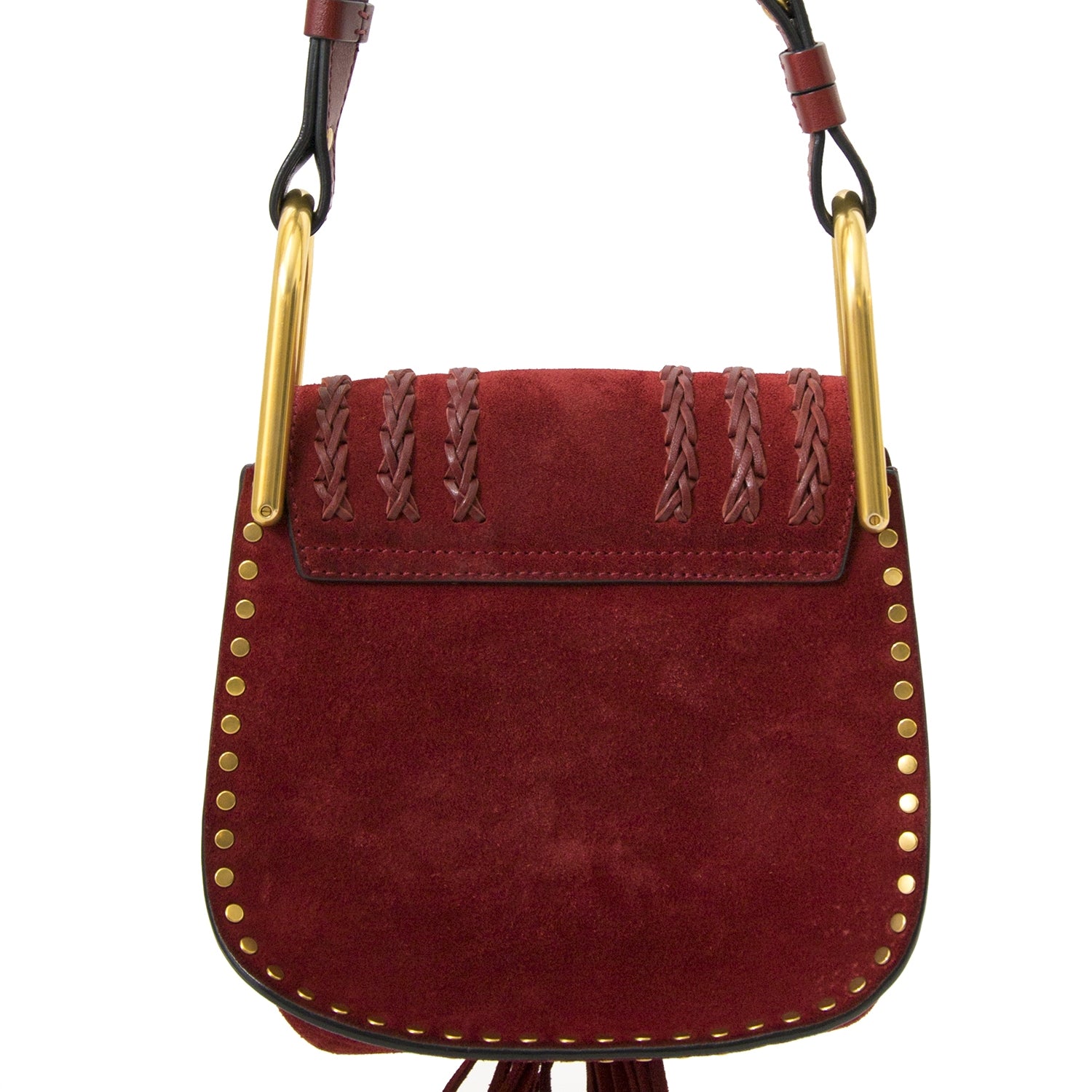 koop veilig online tegen de beste prijs Chloe Hudson Mini Tasseled Bordeaux Suede Leather Cross Body Bag