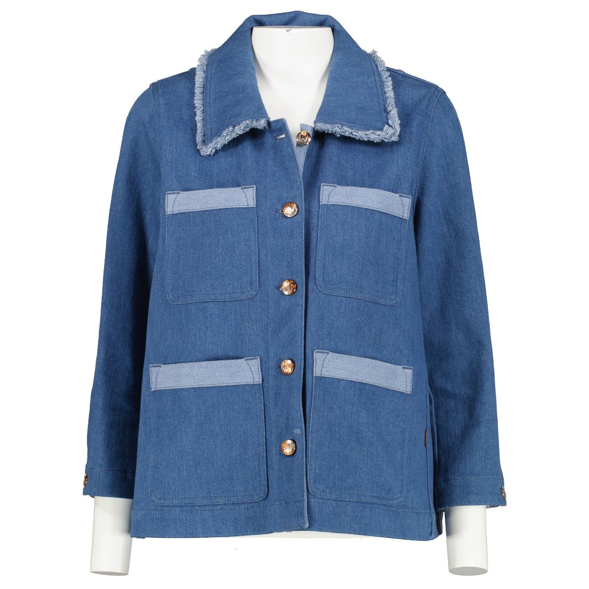 Chloé Two-tone Frayed Denim Jacket