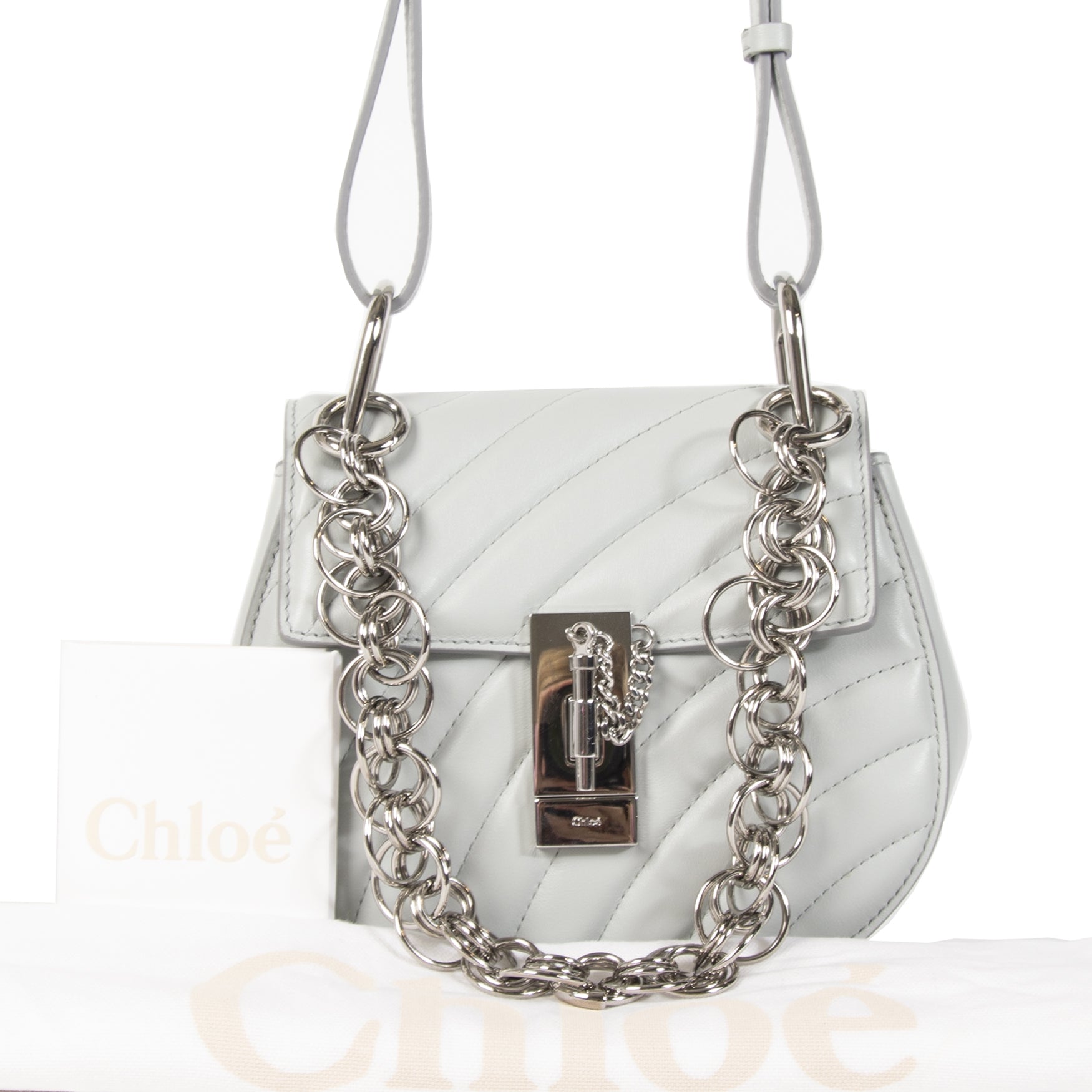 Koop en verkoop uw authentieke Chloé Drew Bijou Airy Grey Mini Bag