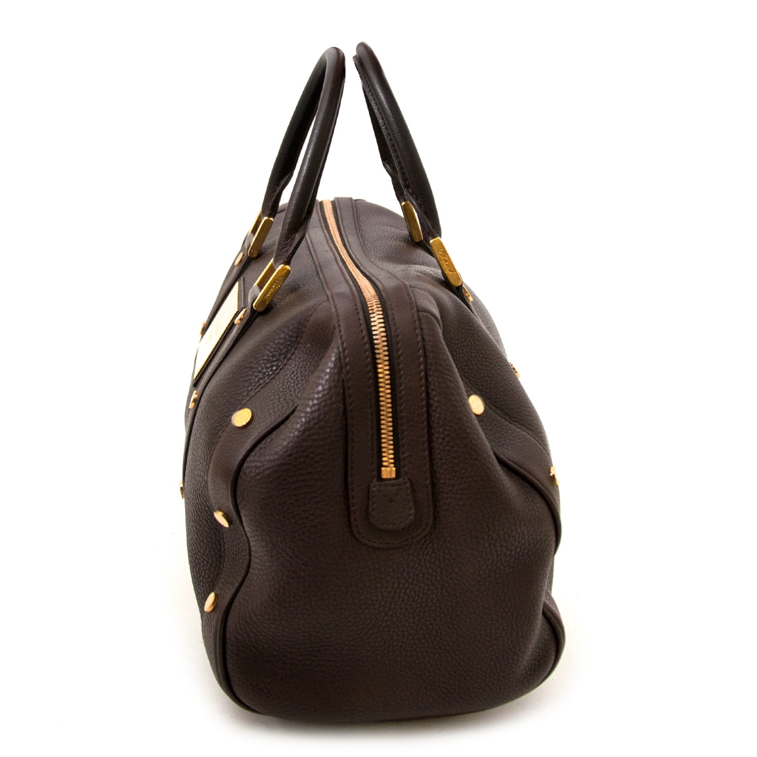 Chopard Bruine Boston Leren Tas "L"