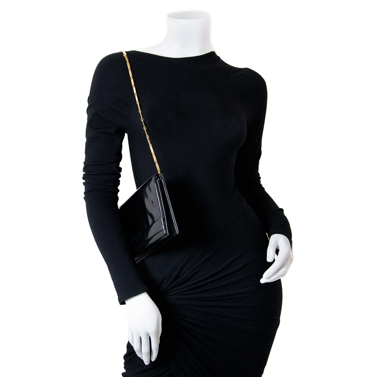 Christian Dior Black Patent Clutch now for sale at labellov vintage fashion webshop belgium