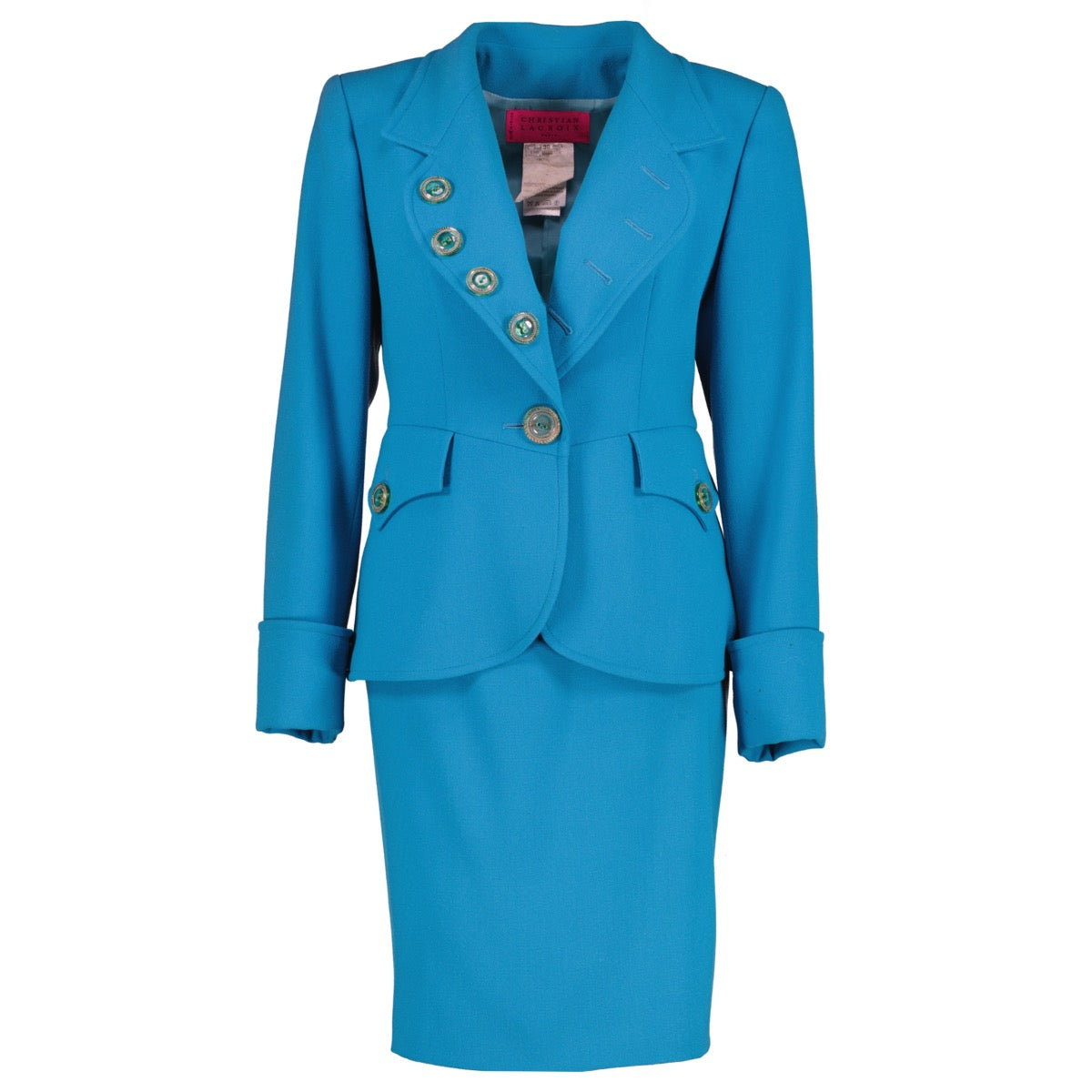 buy authentic vintage Christian Lacroix Vintage Turquoise Skirt Suit Set at Labellov for the best price