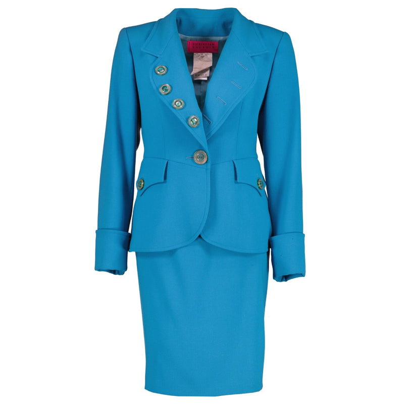 buy authentic vintage Christian Lacroix Vintage Turquoise Skirt Suit Set at Labellov for the best price