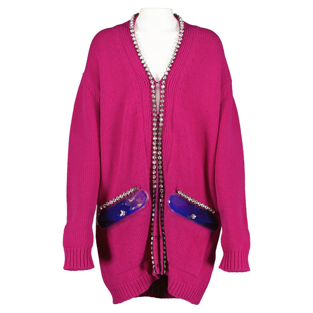 Christopher Kane AW2019 Runway Pink Crystal And Gel Cardigan-343-154